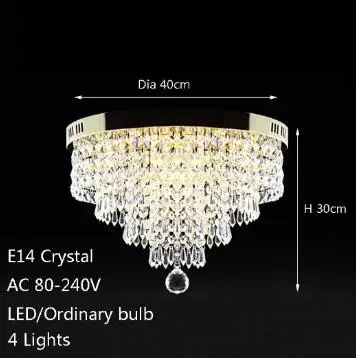 40CM E14 Светодиодный 220 В потолочный светильник для гостиной, спальни, холл ресторана, бармодерн, Кристальный простой блеск, потолочные светильники - Цвет корпуса: 40CM