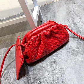 Red Новая модная женская сумка BABECOLI, большая сумка с облаком, Сумка с ромбовидной решеткой, тканая сумка, сумка-мессенджер, много цветов для женщин - Цвет: Red