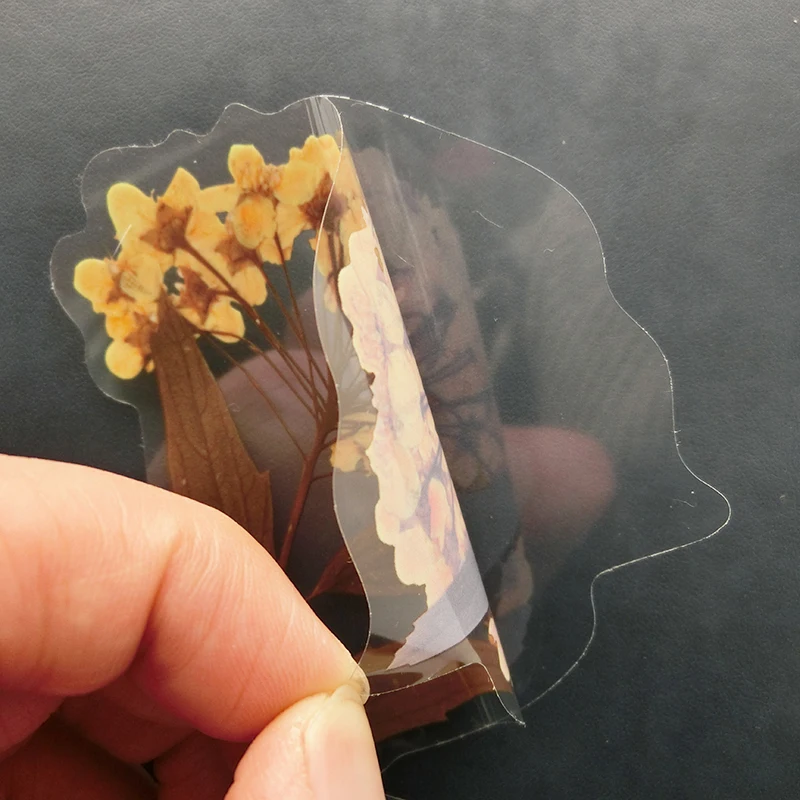80Pcs/Set Simulation Flowers Leaves Stickers Transparent PET Sticker DIY Diary Calendar Decoration Scrapbooking Plant Sticker