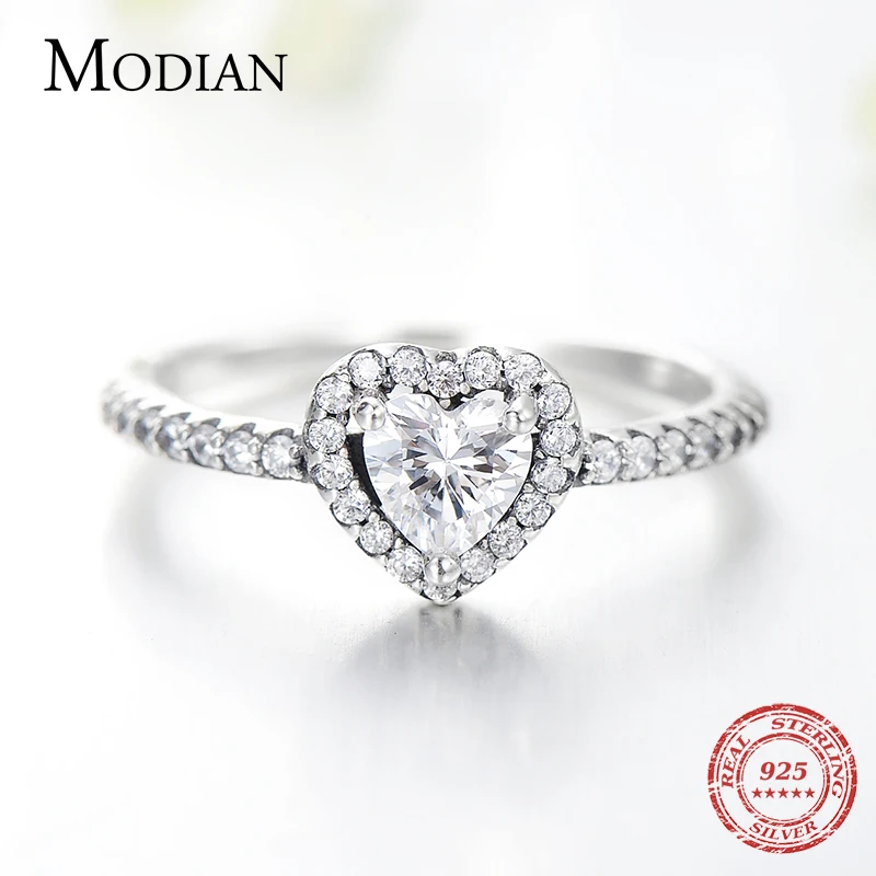 925 Sterling Silver Vintage Hearts AAA Clear CZ Finger Rings for Women Luxury Wedding Jewelry