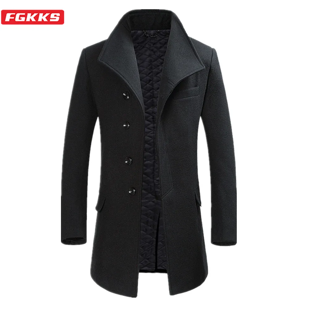 FGKKS Winter New Wool Blend Coats Men Quality Brand Men's Fashion Luxurious Wool Overcoat Solid Color Casual Wool Coat Male FGKKS Winter New Wool Blend Coats Men Quality Brand Men's Fashion Luxurious Wool Overcoat Solid Color Casual Wool Coat Male