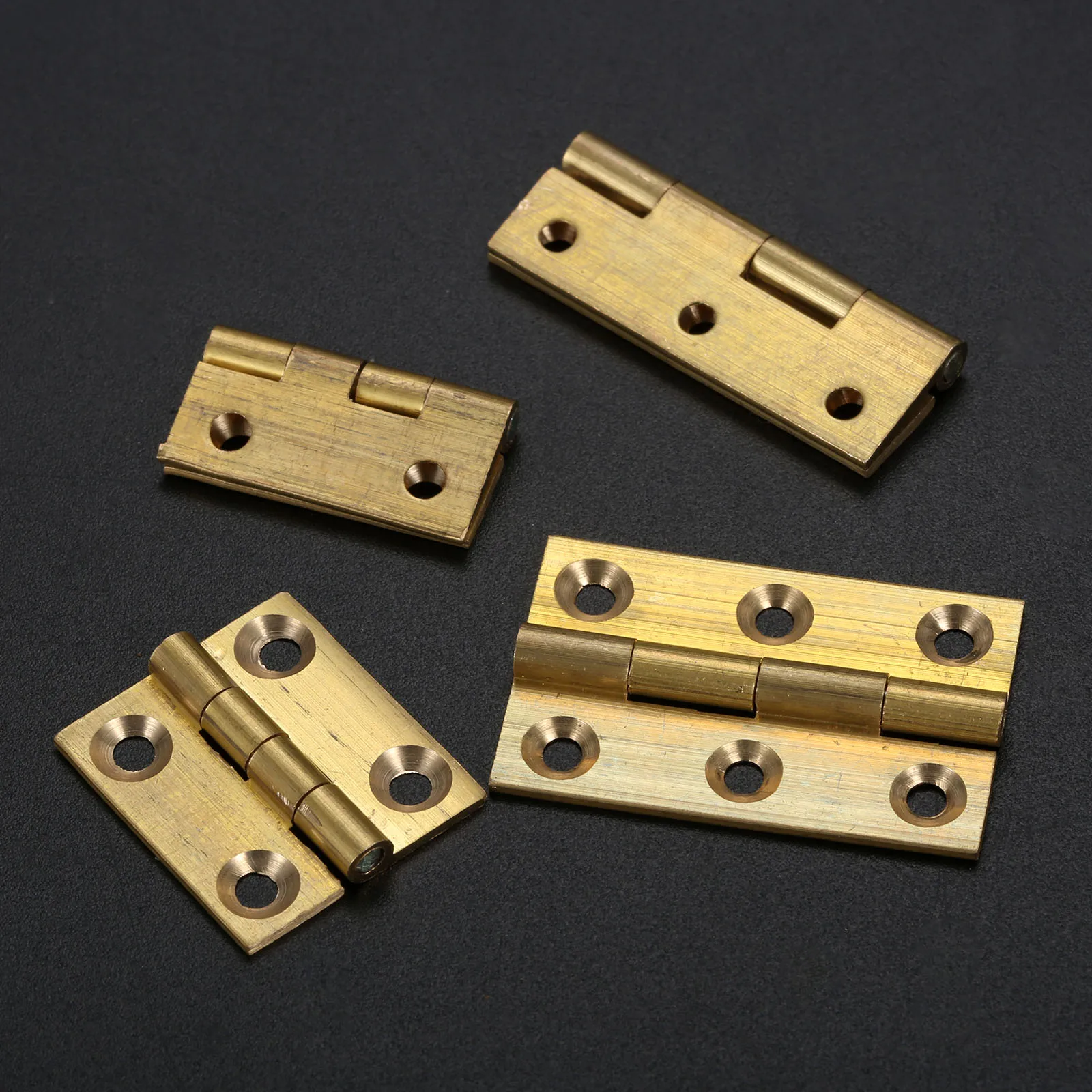 2x Brass Hinge Decor Door Hinges Wooden Gift Jewelry Box Hinges Gold Color Vintage