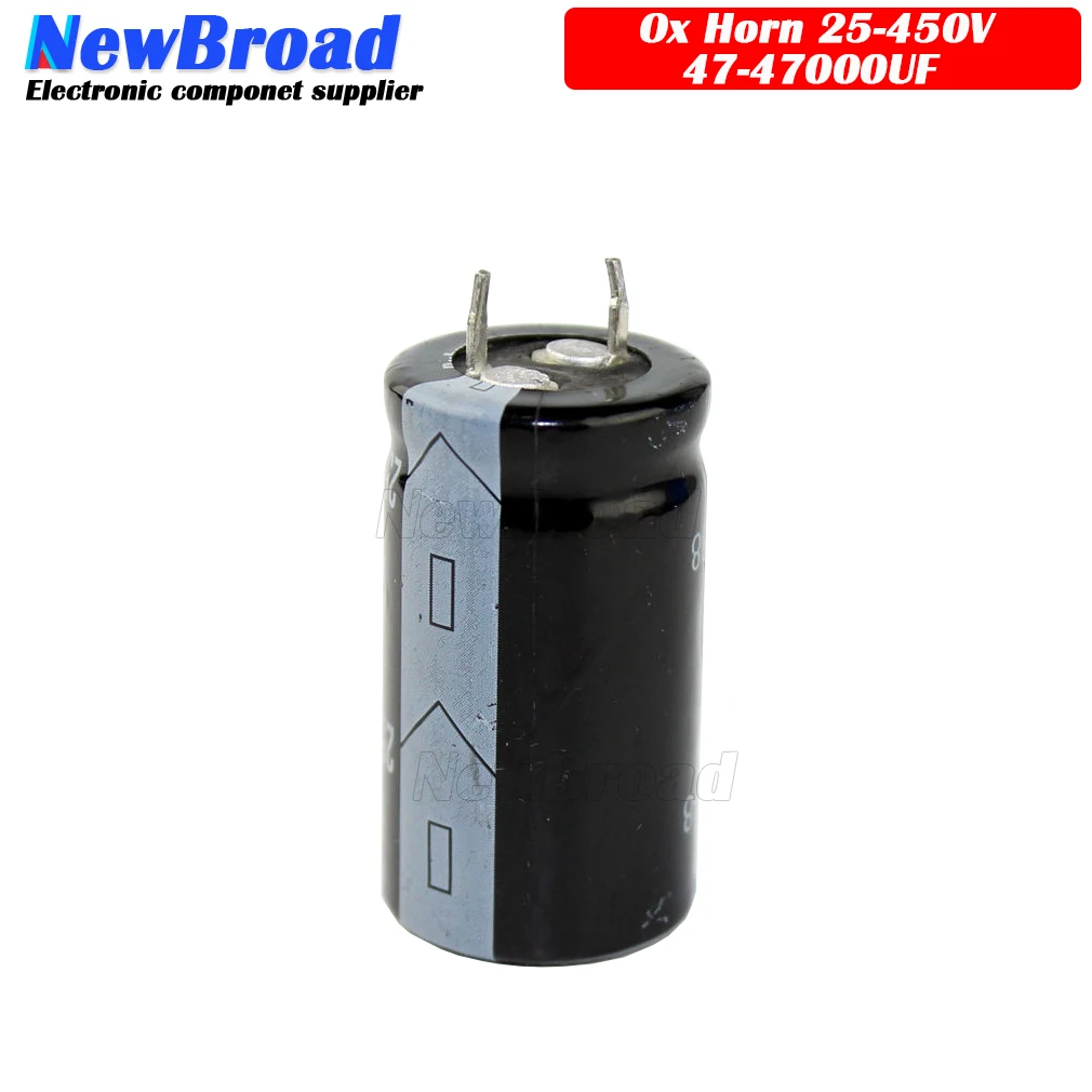 2pcs Ox Horn Capacitance 25V 35V 50V 63V 200V 220V 250V 400V 450V 47UF 100UF 220UF 1000UF 100V6800UF 10000UF 15000UF 47000UF electrolytic capacitor aluminum capacitor aluminum electrolytic capacitor