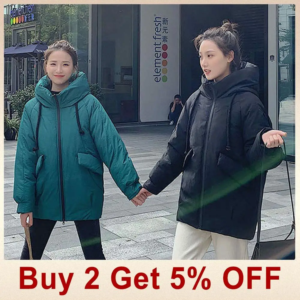 Gentillove Fashion Leisure Style Parka Winter Korean Harajuku Jackets Casual Pocket Hooded Warm Coat Warm Padded Jacket