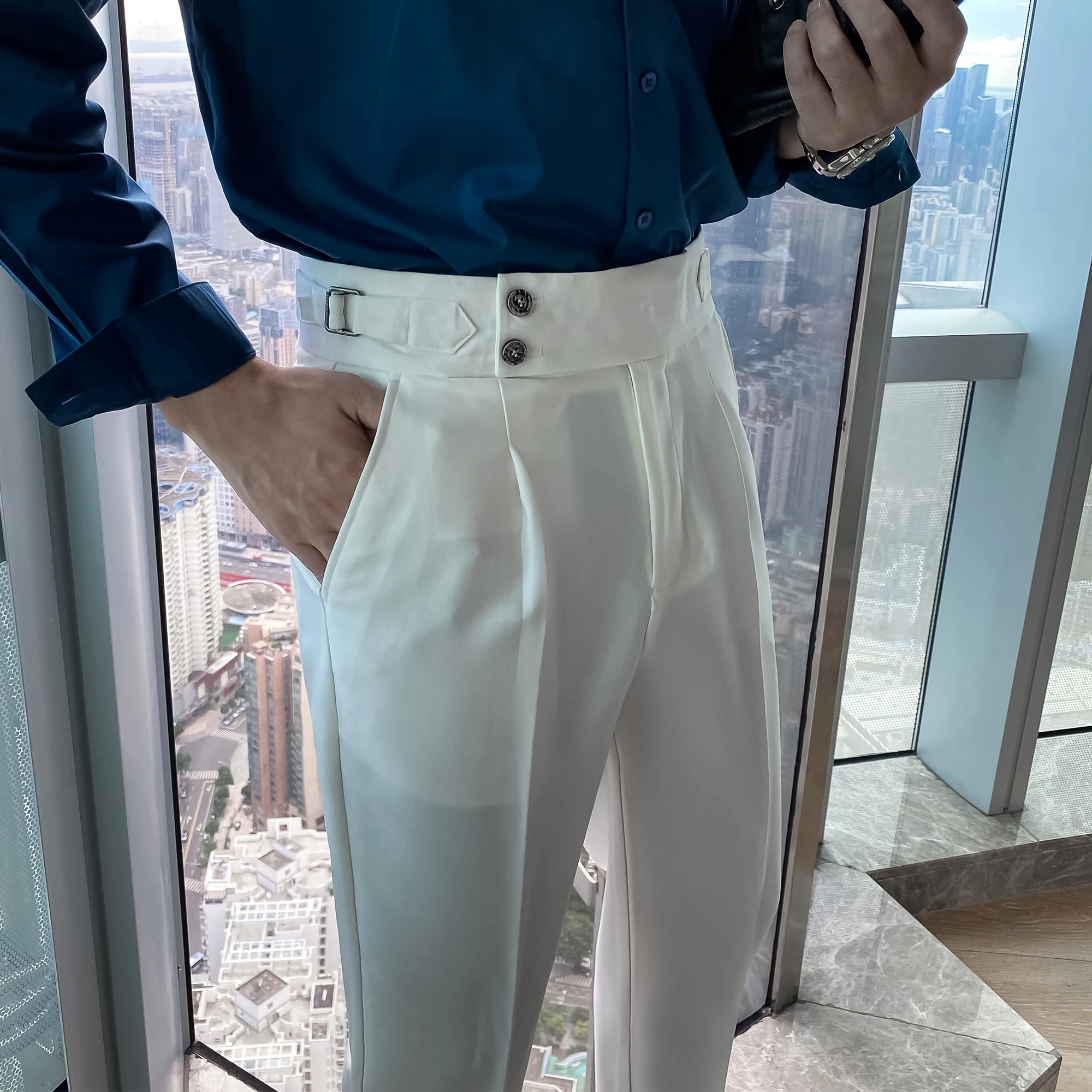 Fall Men's Business Dress Pants Solid Color Temperament Trousers British  Casual Slim Suit Pants High Waist Wedding Streetwear|Suit Pants| -  AliExpress