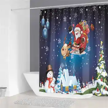

Christmas Gift Shower Curtain Customizable Christmas Pattern Printing High Quality Waterproof Bathroom Curtain With 12 Hooks