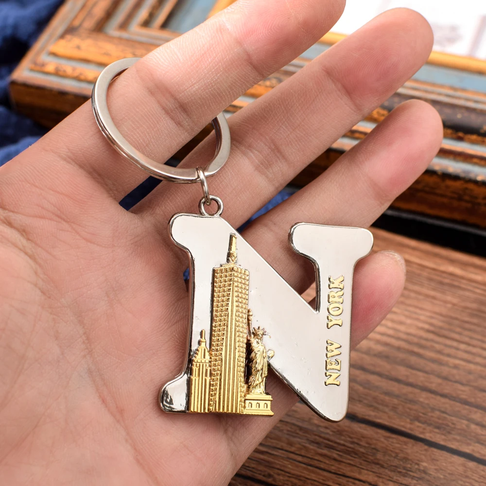 Vicney New Uppercase буквы N брелок для ключей Нью-Йорк женщин мужчин в стиле панк