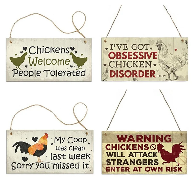 1pcs Wood Chicken Coop Hanging Plates Signs Letter Print Gift Home As Picture Decor Square Plaque Hen Sign | Дом и сад