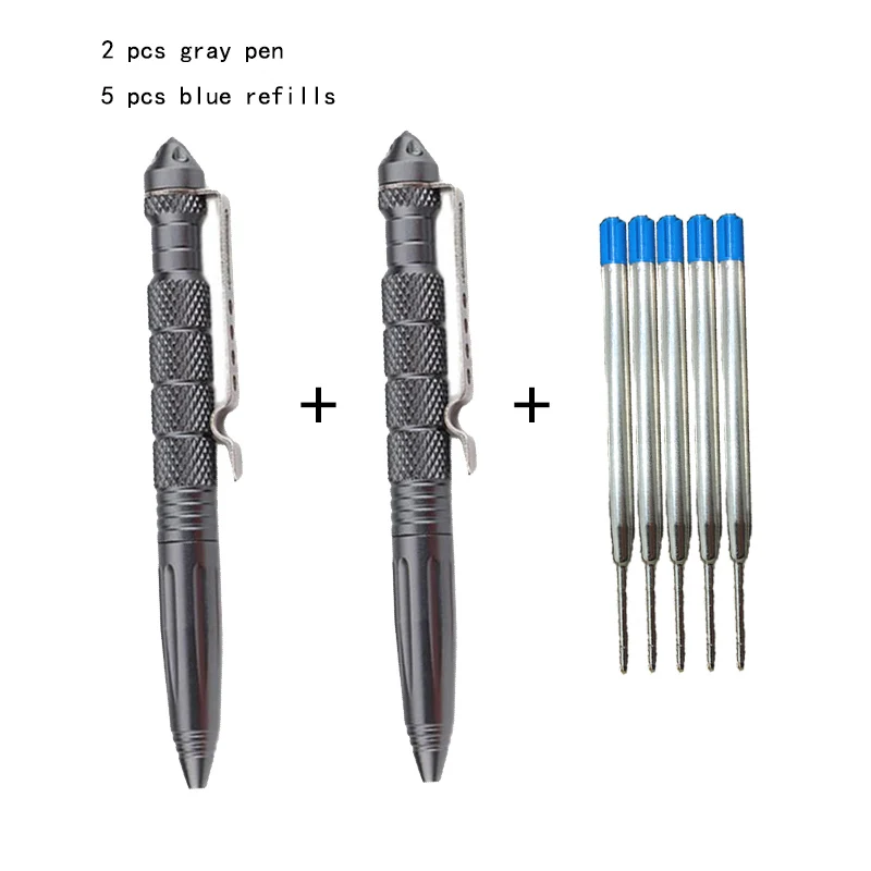 2 шт тактическая ручка для защиты авиационная алюминиевая противоскользящая тактическая ручка военного назначения 5 шт с запасным стеклом выключатели ручки Selfe Defense - Цвет: grey