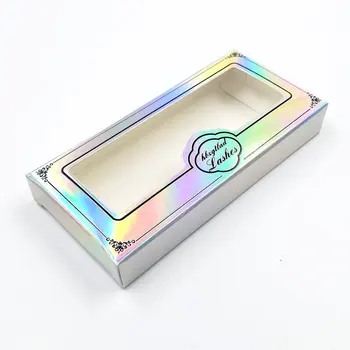 

100pcs Wholesale False Eyelash Lavender Packaging Cardboard Box Pink Custom Logo 3d Mink eyelashes Holography Boxes Empty box