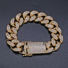 20 мм тяжелая кубинская цепь браслет Iced Out Полный CZ золото серебро цепи браслеты для мужчин хип хоп Рок развлекать мужчин t Ювелирные изделия Подарки