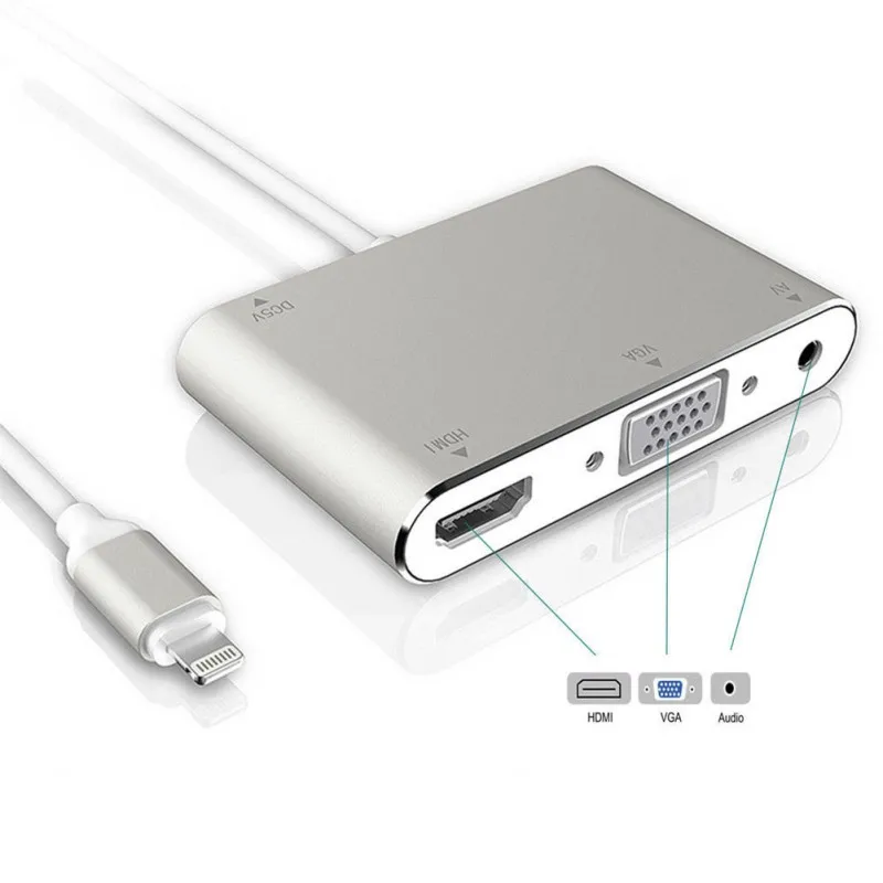 Универсальный преобразователь Lightning для HDMI VGA Jack аудио ТВ Кабель-адаптер для iPhone X iPhone 8 7 7 Plus 6 6S для iPad серии N