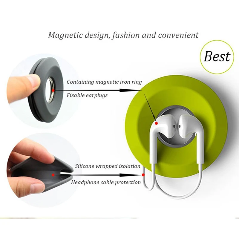 

Cord Earbud Wire Storage Case New Creative Cute Donut Magnet Silica Headphones Earphone Holder Cable Winder Cord Organizer Box