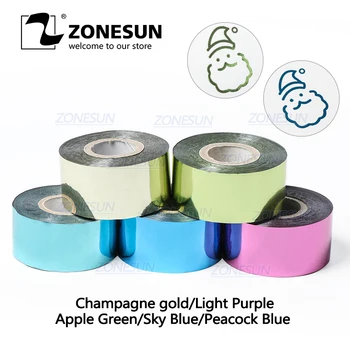 

ZONESUN 4cm Gold Silver Red Rose Hot Stamping Foil Paper Transparent Color width/Roll Customized Size DTY Brass Mold Foil 120m