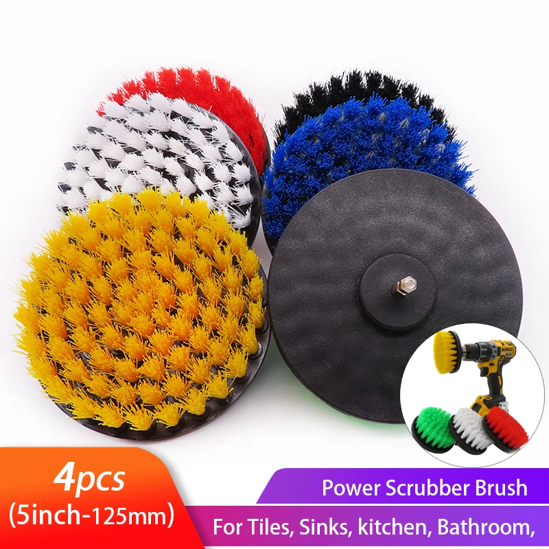 4pcs/set Power Scrubber Electric Brush kit Cleaning Brush with Extension  for Car,Grout, Tiles,Bathroom