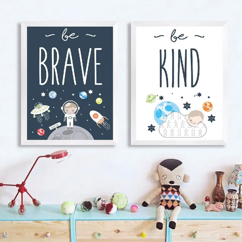 Космической тематики Плакаты Wall Art принты смелы и Вид вдохновляющие цитаты холст