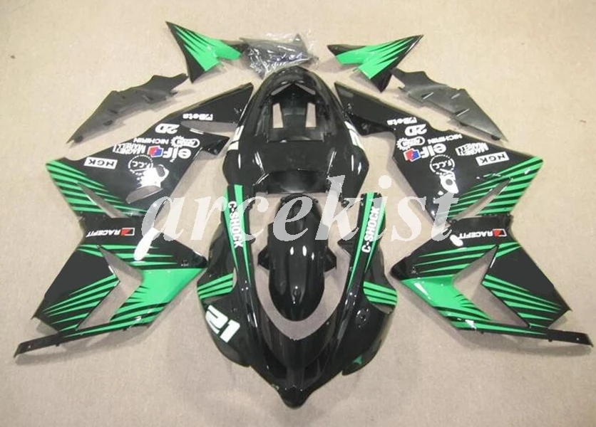ABS мотоцикл Полный обтекатели комплект подходит для Kawasaki Ninja ZX10R 2004 2005 04 05 10R Обтекатель тела набор черный зеленый