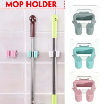 

Mop Holder Multifunctional Traceless Sucker Hook Wall Mounted Kitchen Bathroom For Cup Rag/Broom/Mop Rack Storage Holder