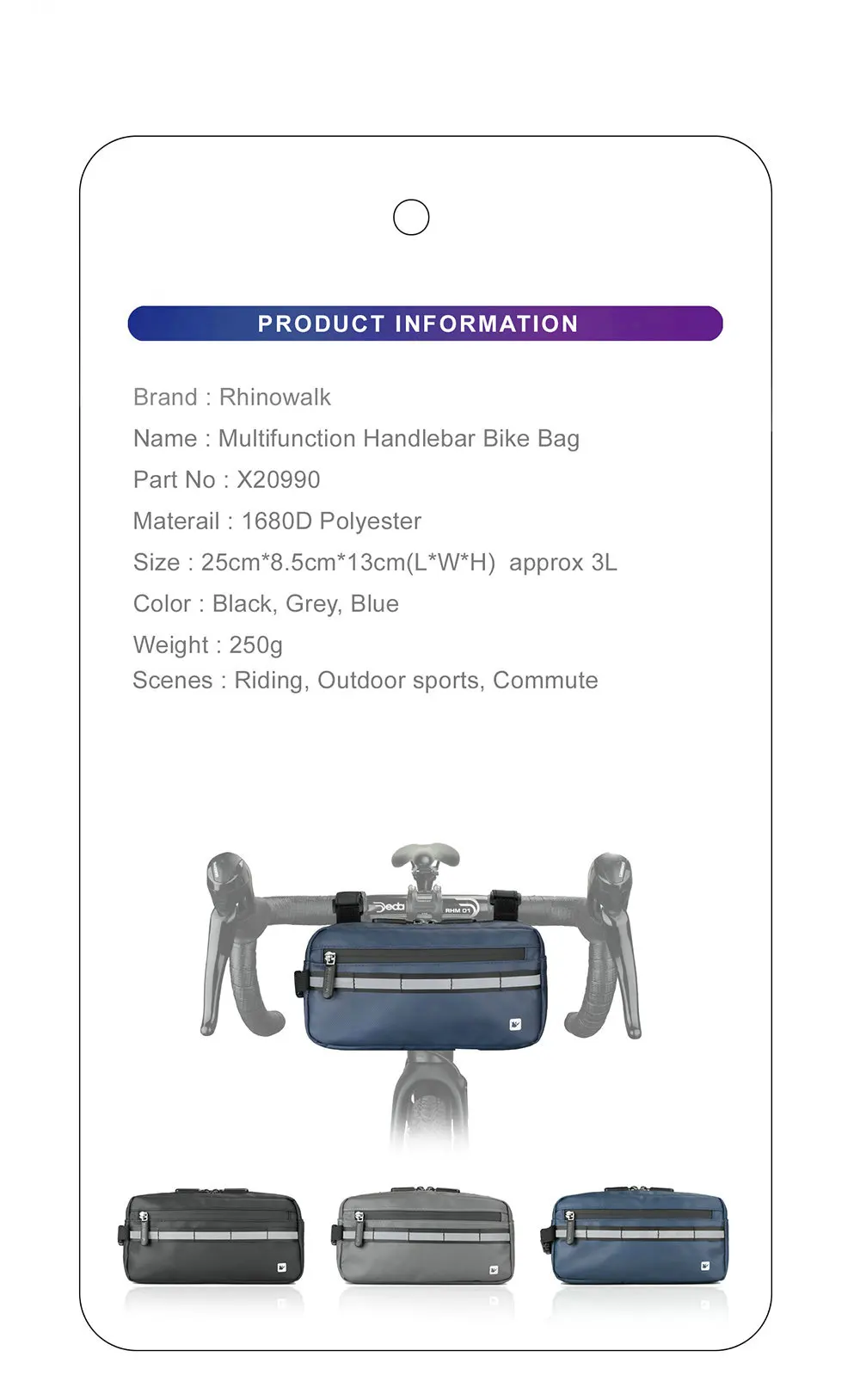 Rhinowalk Bicycle Front Tube Handlebar Bag Waterproof MTB Road Bike 3L Triangle Bag Cycling Frame Pannier Bicycle Accessories  (9)