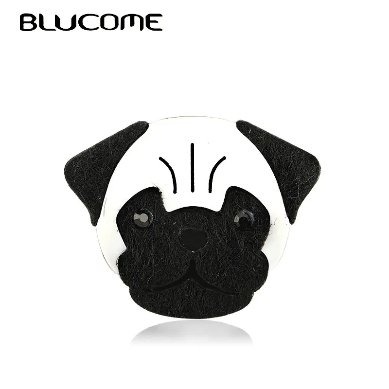 

Blucome Acrylic Black Pug Dog Brooches Handmade Sweater Hat Collar Hijab Pins Women Men's Jackets Backpack Badge Animal Brooch