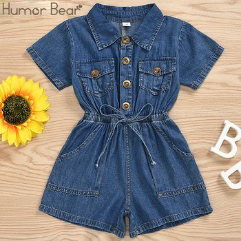 

Humor Bear 2020 Girls Summer Clothiing Casual Children Clothing Jumpsuit Denim Cotton Kids Short Sleeve Shorts Toddler Clothes