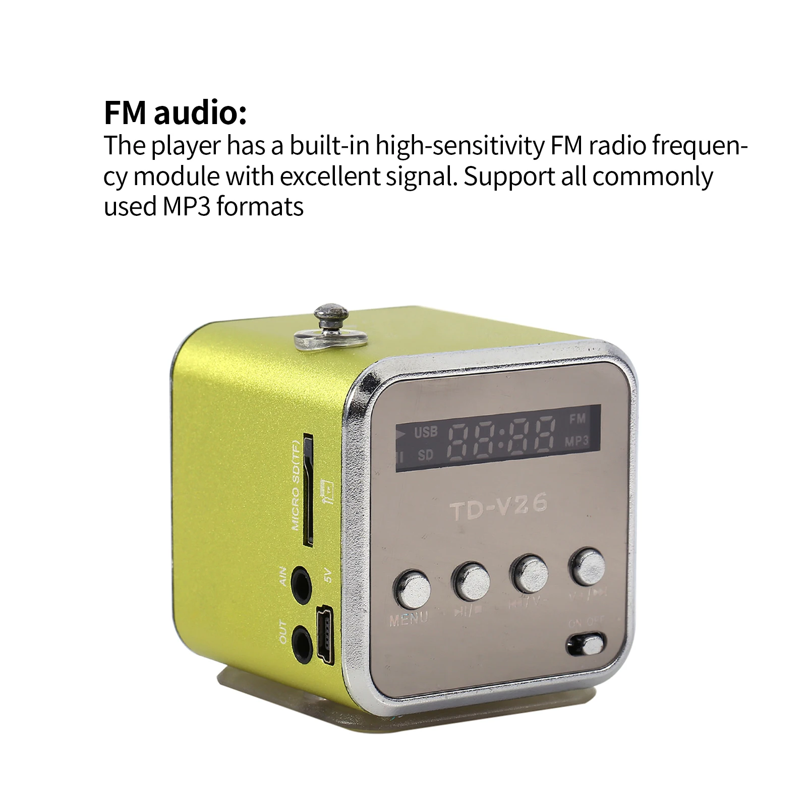 TD-V26 Портативный Динамик музыкальный плеер FM радио Батарея с цифровым Экран