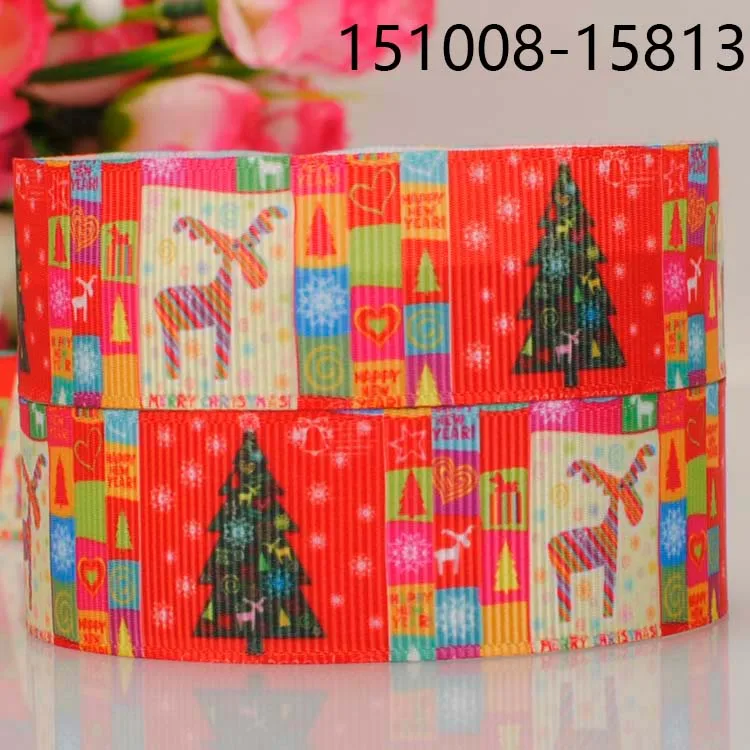 10 ярдов-разные размеры-Рождественская лента с принтом Grosgrain jubation красная лента - Цвет: 151008-15813