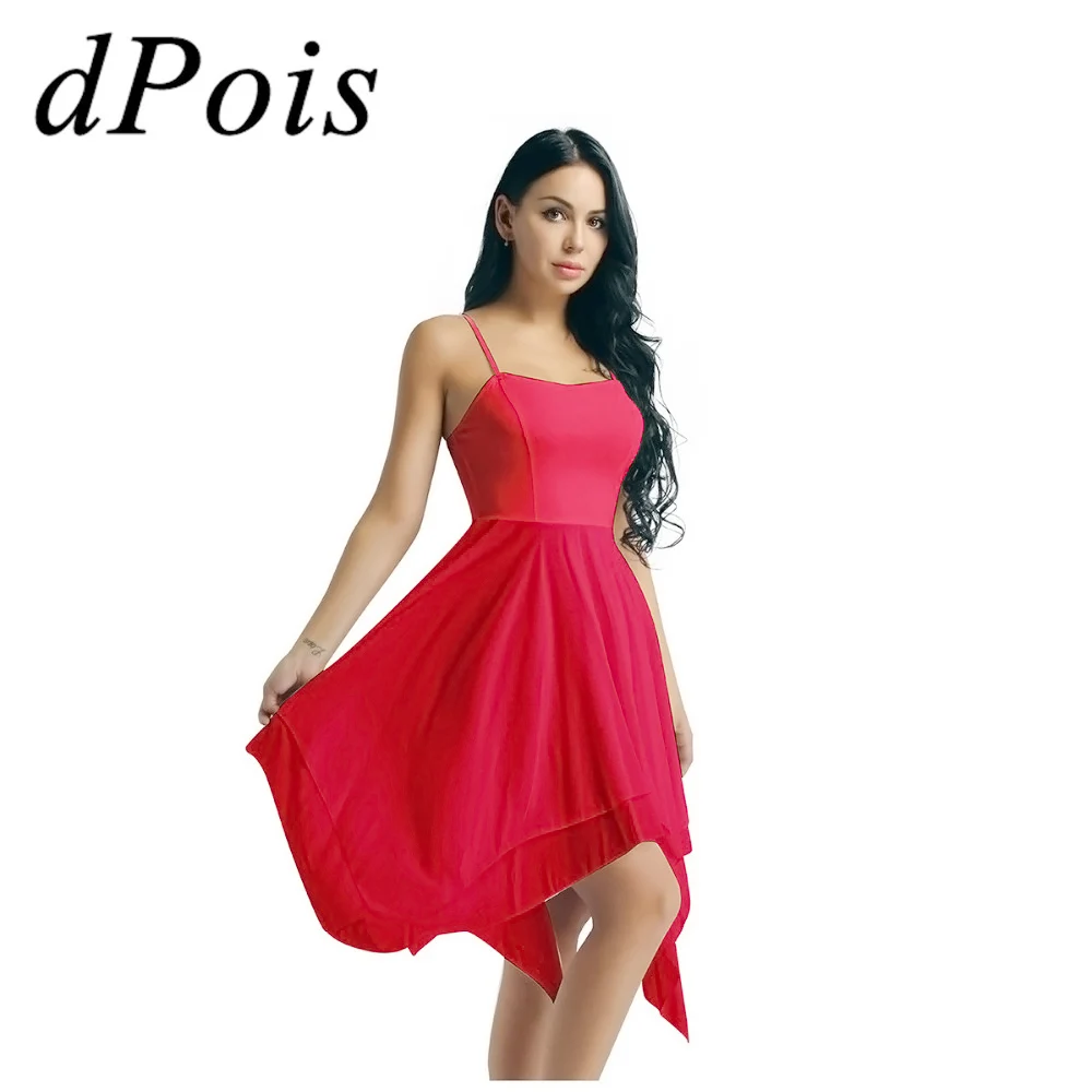 DPOIS Женская балетная пачка для взрослых Одежда танцев ассиметричная шифоновая