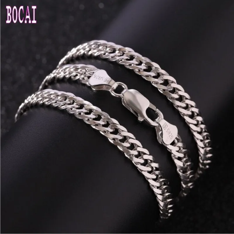 S925 Серебряное ожерелье, Мужская цепочка, красная, властная, трендовая, Мужская Личность, смелая длинная Серебристая цепочка, мужское серебряное ожерелье