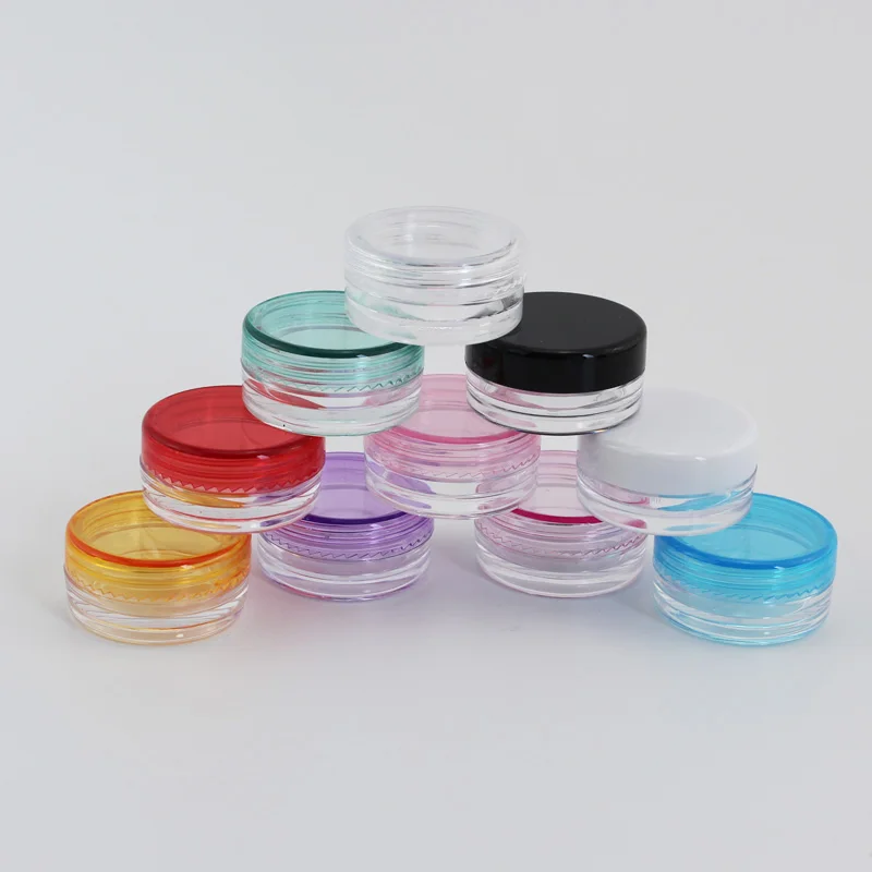 50pcs 2g Plastic Pot Jar Empty Cosmetic Container With Screw Lid For Cream Sample Makeup Storage Box Nail Art Eye Shadow Powder 100pcs lot 3g cream jar empty plastic cosmetic eye shadow cream canister small sample mask makeup sub bottling mini cream box