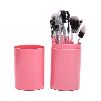 

12pcs/Set Makeup Brushes Set Kit With Case Handle Cosmetic Foundation Eyeshadow Blusher Powder Blending Brush Tools 2 Colors
