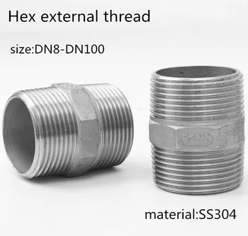 

SS304 1/4''-4'' Thread Hex Nipple Threaded stainless steel hexagonal outer wire casting outer wire plumbing fittings