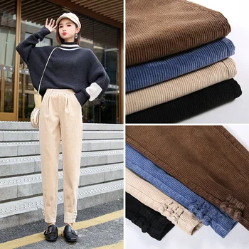 

casual Corduroy pants women's autumn winter women's corduroy wide leg pants new high waist loose harem pants women's trousers