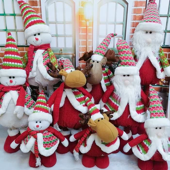 

Reindeer/Santa/Snowman Plush Dolls Christmas Ormaments Standing Retractable Toys Gift for Kids Christmas Figurines Holiday Party