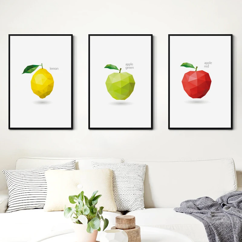 

Simple Abstract Canvas Painting Geometric Fruit Poster Wall Art Pictures For Living Room Restaurant Decoration Murals