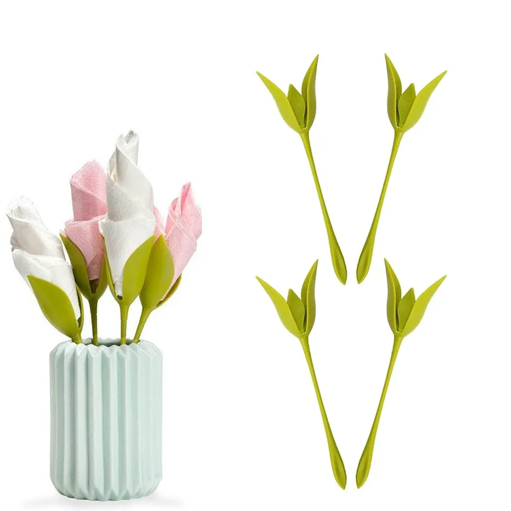 

Bloom Paper Tissue Holders for Tables Green Stemmed Plastic Twist Flower Buds Serviette Holders Plus Party Decor Arrangements