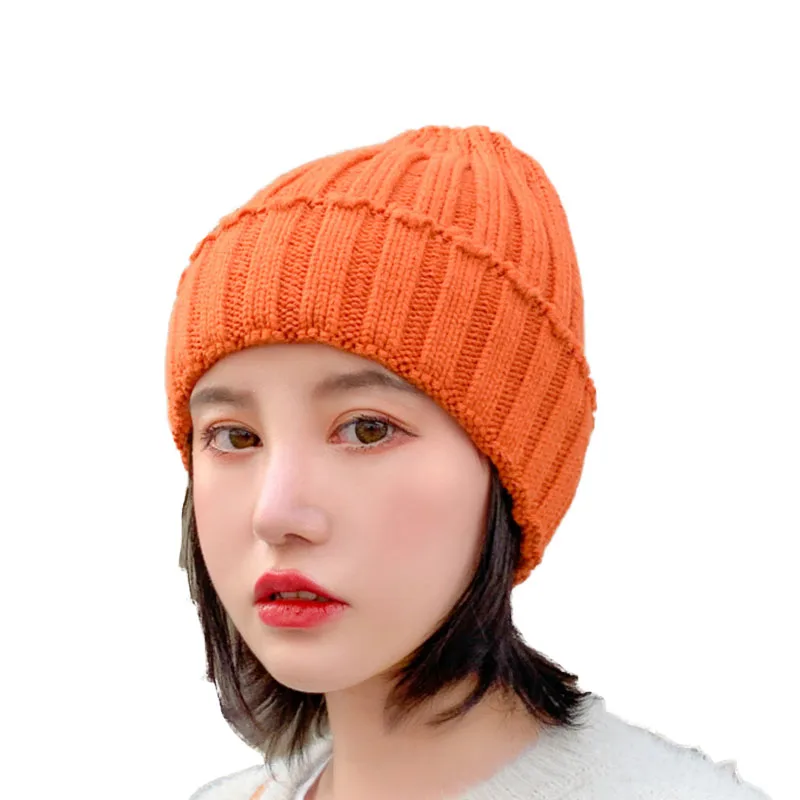 Skullies, одноцветная Зимняя шерстяная вязаная шапка, женская шапка Gorras, повседневная, утолщенная, теплая, женская, мягкая, Балаклава, шапка бини, лыжная