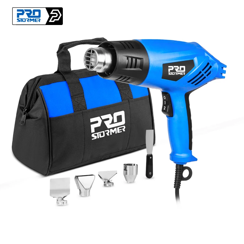 2000W Heat Gun 220V Electric Heating Gun Hot Air Industrial Tool Dual Temperature Building Temperature 4 Nozzle by PROSTORMER