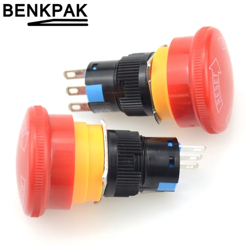 Водонепроницаемый 16 мм гриб аварийный остановка e stop переключатель 3 Pin NO + NC