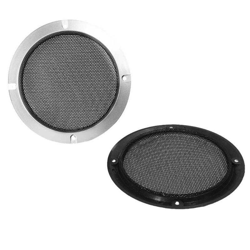 2pcs Silver /Black Circle Speaker Cover Decor With Protective Grille  3''/2'' 