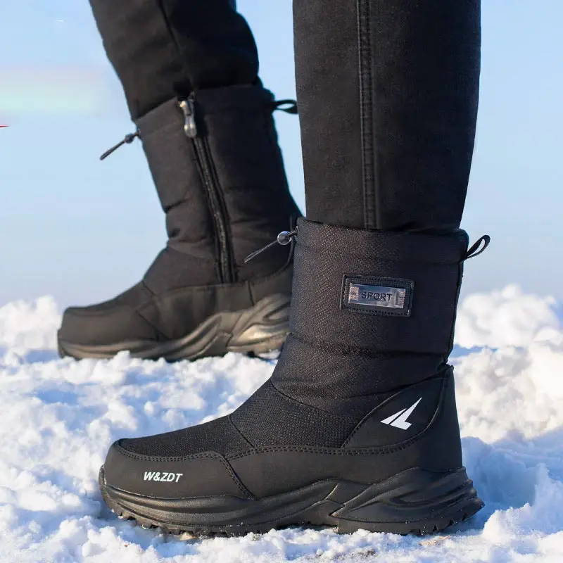 Botas de nieve impermeables para hombre, botines informales con cremallera  lateral, zapatos cálidos de felpa, para exterior, invierno, 2022|Botas de  nieve| - AliExpress
