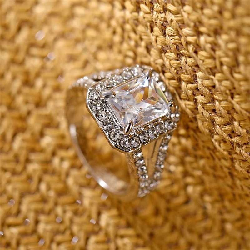 17IF, роскошное обручальное кольцо с цирконием, Женская квадратная геометрическая форма, AAA циркон, австрийские кристаллы, романтические свадебные кольца для женщин, вечерние, подарок