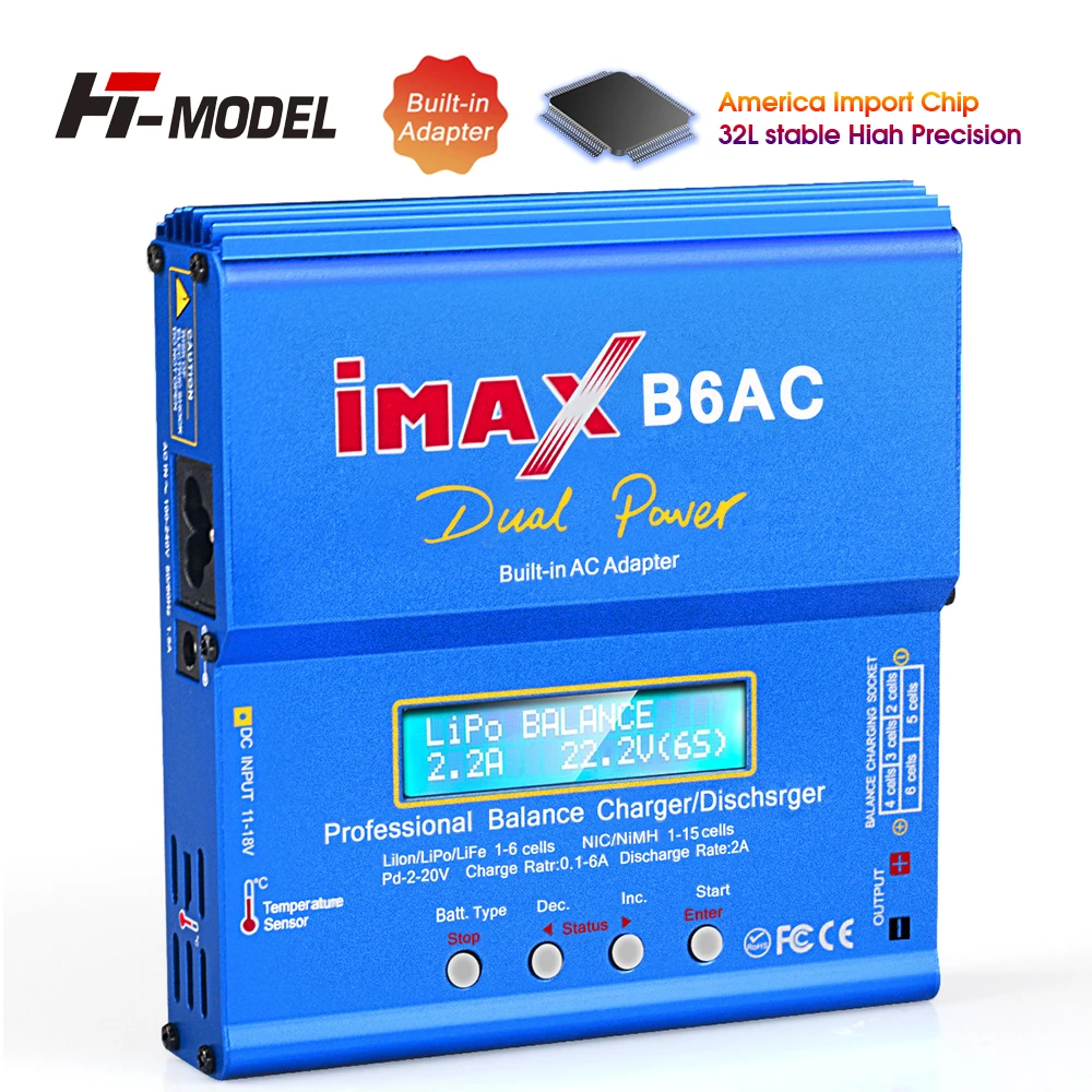 Original HTRC iMAX B6 AC cargador RC 80W 6A Lipo cargador de equilibrio de batería Nimh Nicd cargador de equilibrio de batería descargador RC adaptador