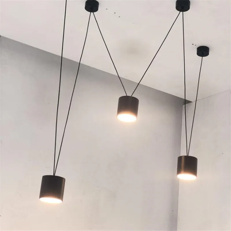 Vintage Loft Vibia Metal Led Pendant Light Foyer Bar Dining Room Modern Black/White Geometric Line Drop Lamp 2608 afbeelding