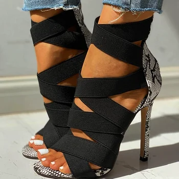

SARAIRIS high heels 2020 Sexy big size 43 thin heel elastic band back zipper summer party sandals women shoes
