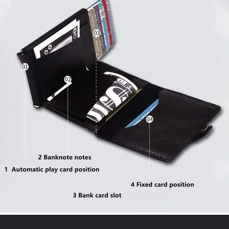 New Antitheft Card Holder Leather Men Women Busienss Case Pocket Anti-magnetic Bank Credit Card Holder Minimalist Wallet