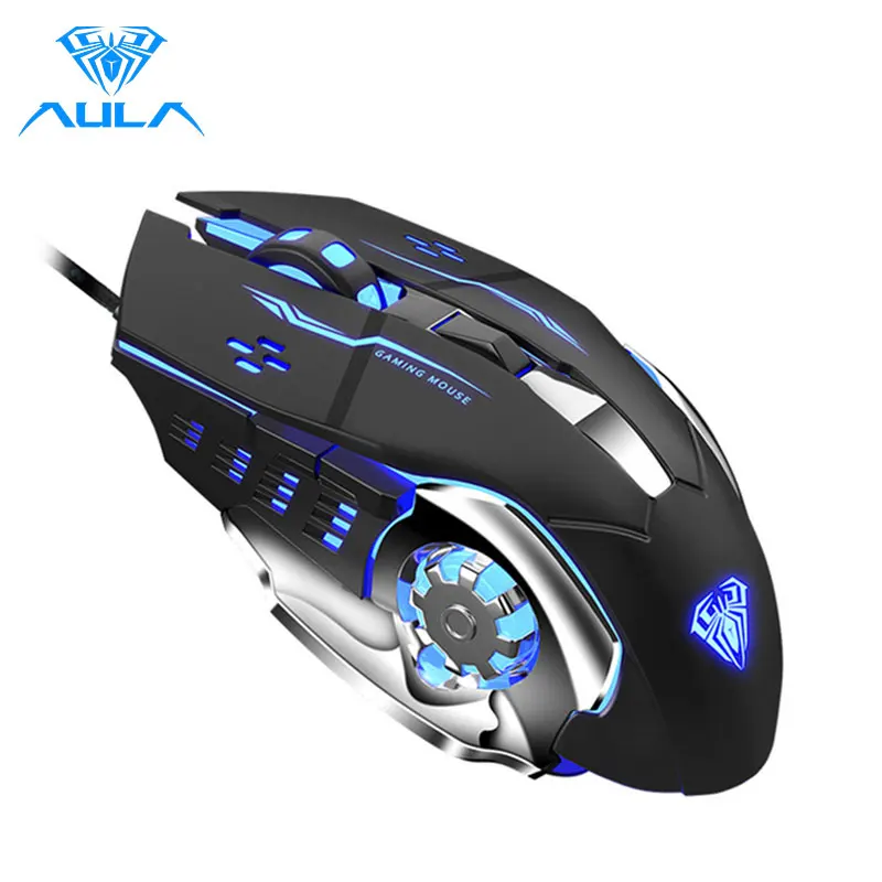 AULA S20 Wired Gaming Mouse Marco USB Optical Mouse Programmable 2400 DPI Backlight LED Ergonomic Mice for Computer PC Laptop