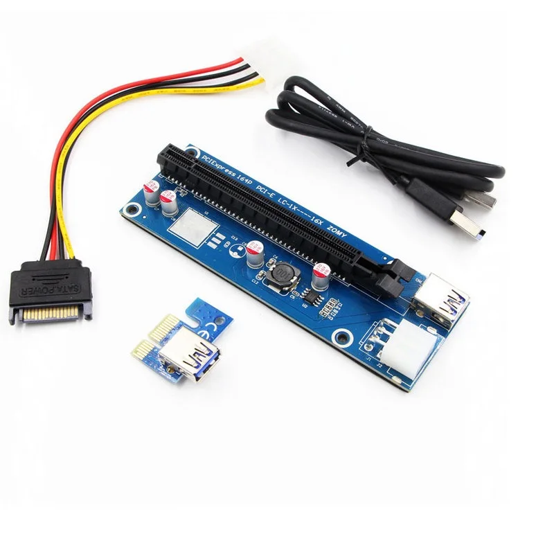 Conjuntos Pci-e Express Usb3.0 1x To16x Extensor Riser Cartão Adaptador Sata Cabo de Alimentação Placa Pcb 4 Cabos de computador e conectores - Imagem 2