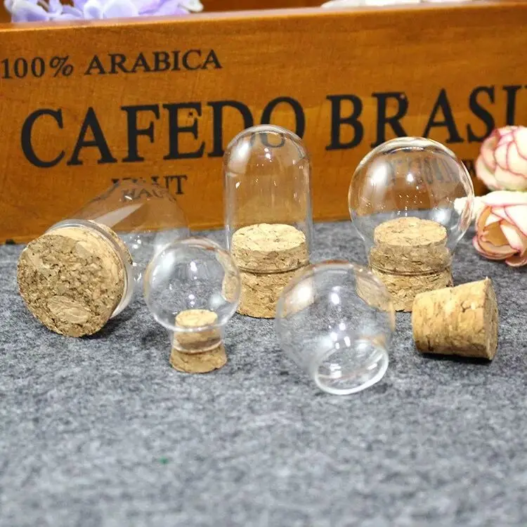 3X Mini Clear Glass Hemisphere Cover Dome Cabochon With Cork for Hotel Home Office Room Table Display Decor Dry Flower Ornaments | Дом и сад