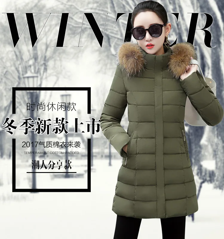 Winter Fashion New Style Women's Slim Fit down Jacket Hooded Fur Collar Mid-length Warmth Retention Material Clothes Coat